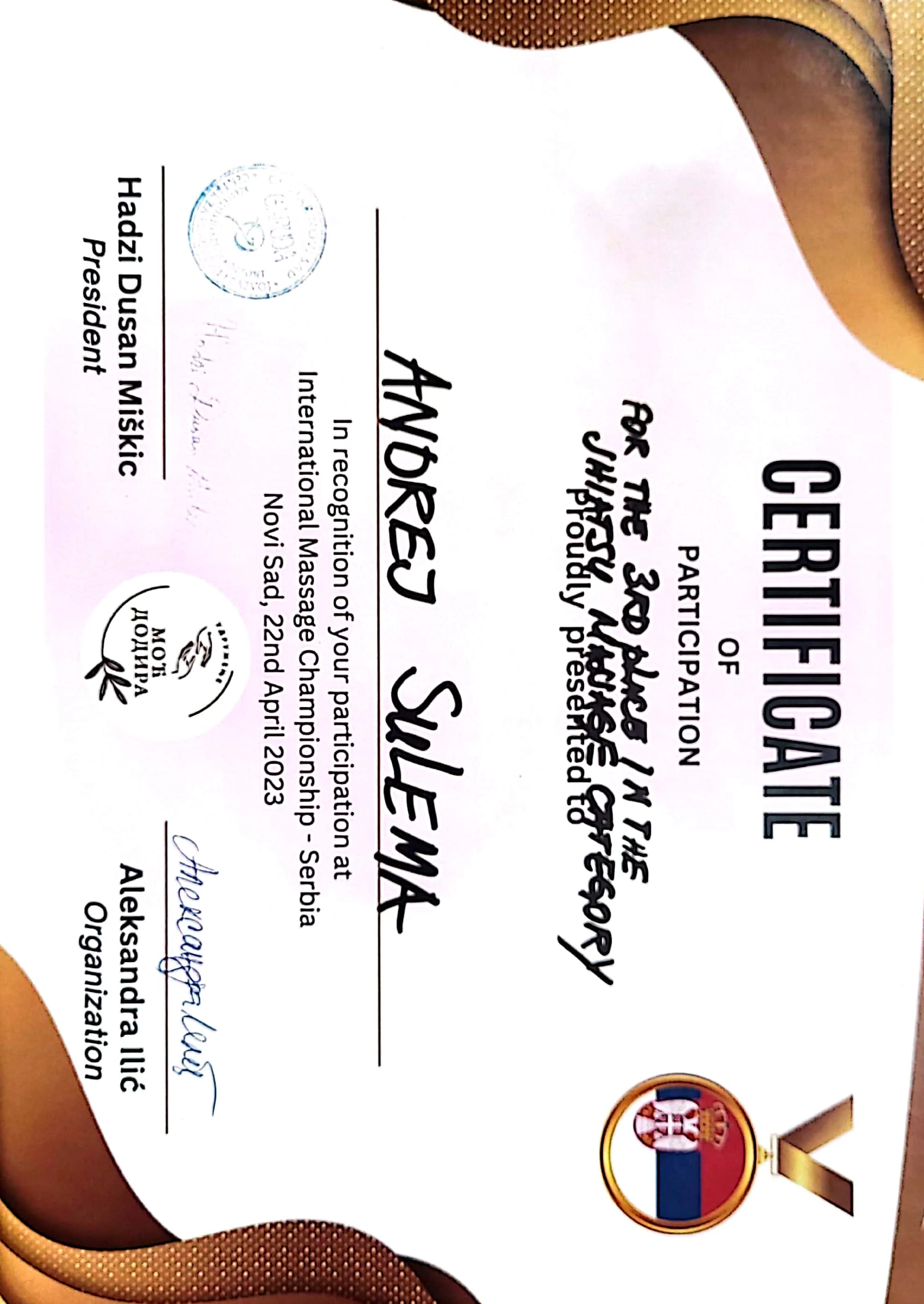 3Rd Place Shiatsu Massage